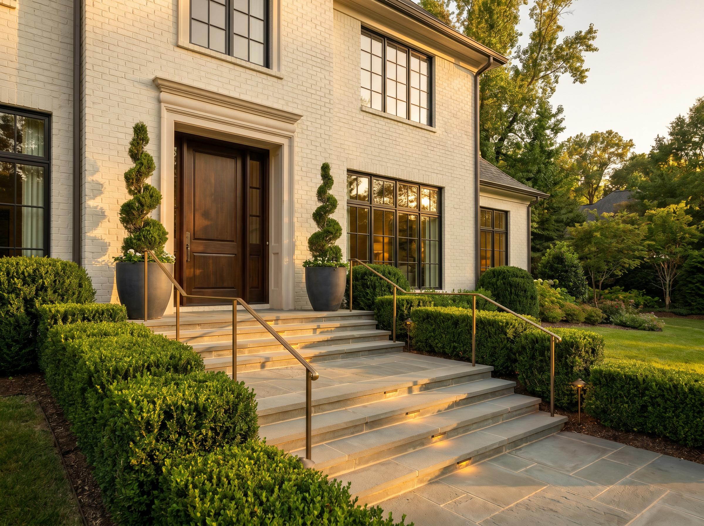 Front-yard flagstone walkway and garden in Raleigh